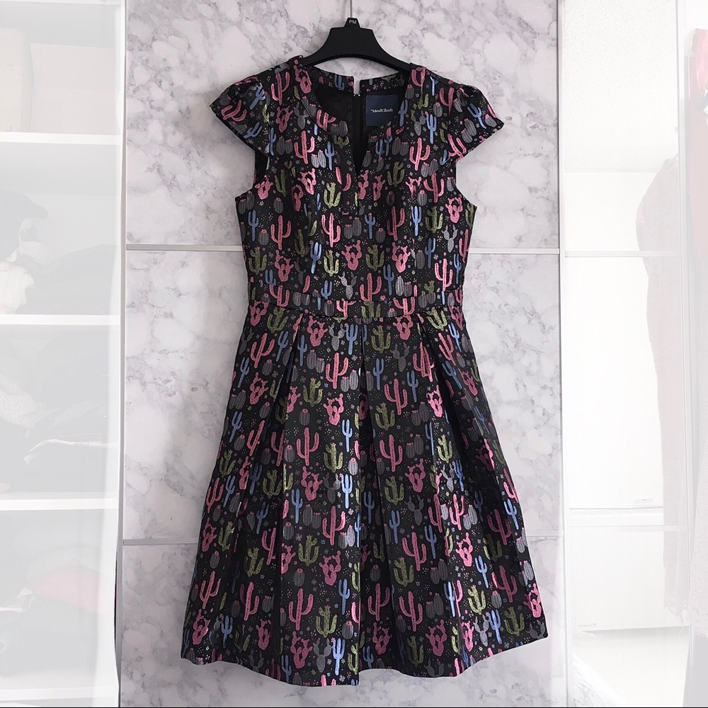 Modcloth Cactus Print Fit and Flare Dress